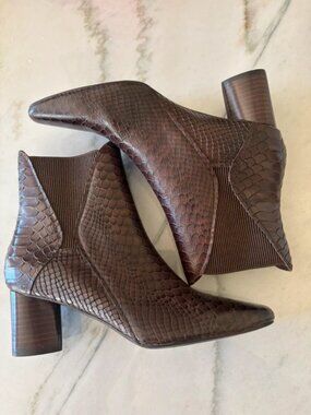 Donald Pliner Austen snake-embossed square-toe booties